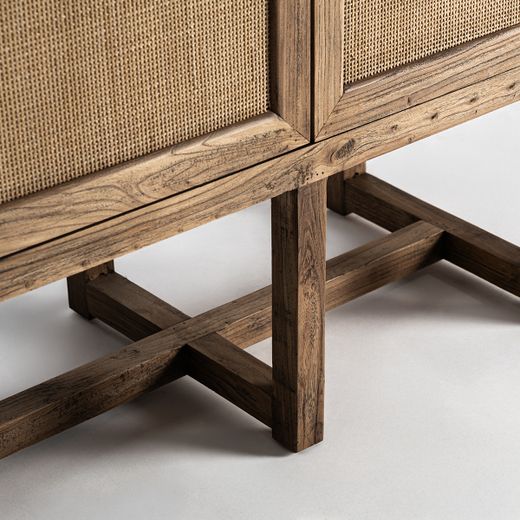 Armario de madera de olmo en marrón, 85 x 41 x 171 cm | Byremo