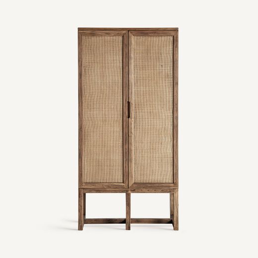 Armario de madera de olmo en marrón, 85 x 41 x 171 cm | Byremo