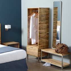 Armario de madera y metal natural, 45x60x180 cm