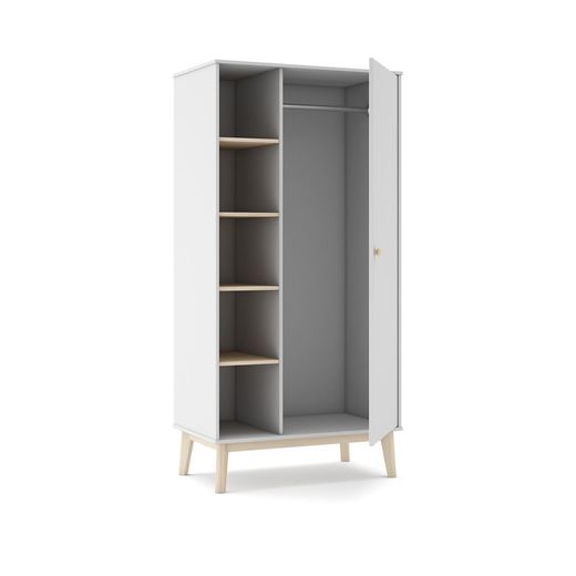 White and natural pine wardrobe, 90 x 52 x 181 cm | Esteban