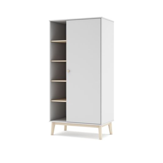 White and natural pine wardrobe, 90 x 52 x 181 cm | Esteban