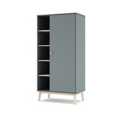 Pine wardrobe in green and natural, 90 x 52 x 181 cm | Esteban