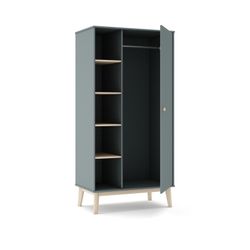 Pine wardrobe in green and natural, 90 x 52 x 181 cm | Esteban