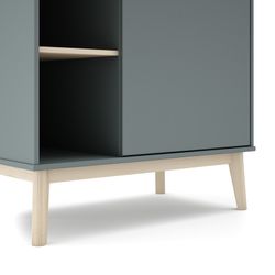 Pine wardrobe in green and natural, 90 x 52 x 181 cm | Esteban