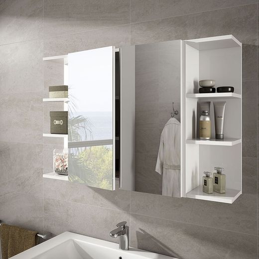 Glanzend witte kleerkast met spiegel, 60 x 21 x 65 cm
