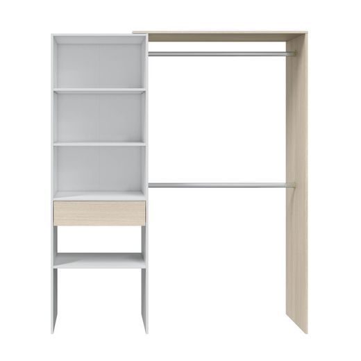 Armoire en bois blanc/naturel, 158x40x187 cm | HÉRA