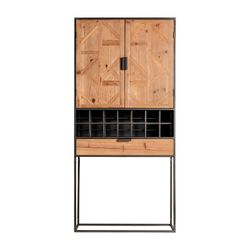 Longford wardrobe in iron, fir wood and dm wood in grey/natural, 80 x 40 x 170 cm