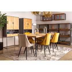 Longford wardrobe in iron, fir wood and dm wood in grey/natural, 80 x 40 x 170 cm