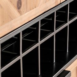 Longford wardrobe in iron, fir wood and dm wood in grey/natural, 80 x 40 x 170 cm