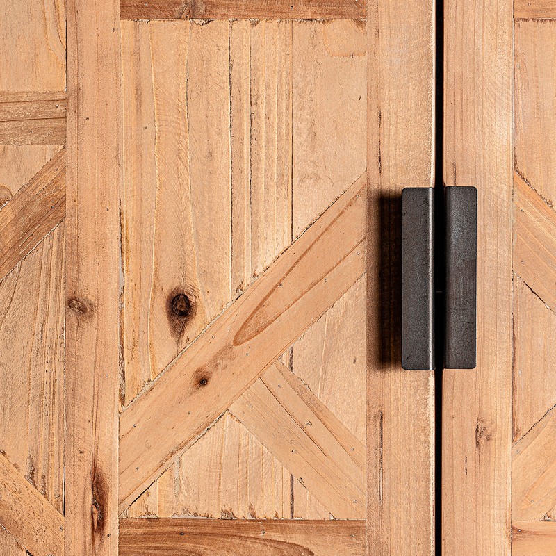 Armario Longford de hierro, madera de abeto y madera dm en gris/natural, 80  x 40 x 170 cm — Qechic