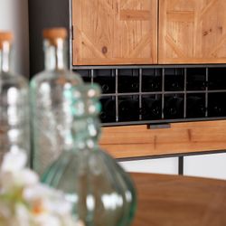 Longford wardrobe in iron, fir wood and dm wood in grey/natural, 80 x 40 x 170 cm