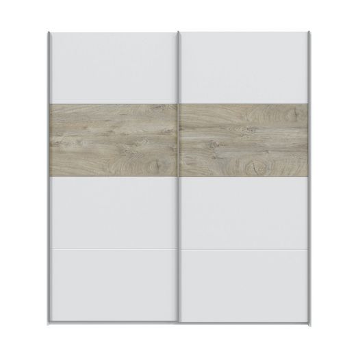 Armoire en bois blanc/naturel, 180x60x200 cm | OIKOS