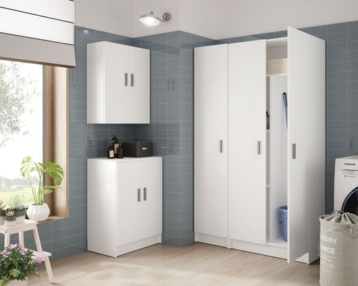 Weißer Holzschrank, 37x37x180 cm | VERWENDEN