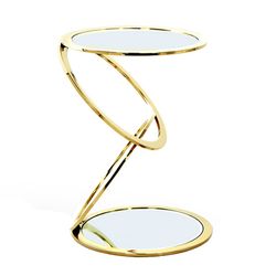 Stolik AROS-Gold ze stali i kryształu, 45 x 65 cm