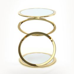 Stolik AROS-Gold ze stali i kryształu, 45 x 65 cm