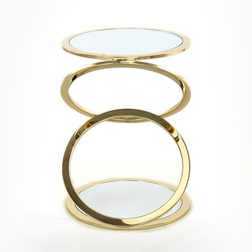 Stolik AROS-Gold ze stali i kryształu, 45 x 65 cm