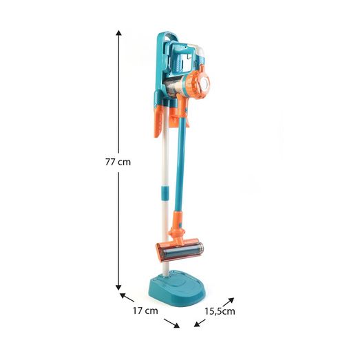 Aspirador de brinquedo em polietileno azul e laranja, 17 x 15 x 77 cm | Aspirador de pó