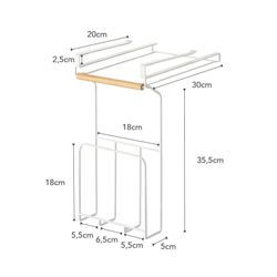 Support pour livre ou tablette en métal et bois blanc et naturel, 20 x 34 x 10,5 cm | Tosca