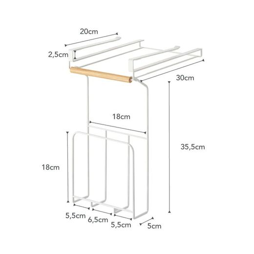Support pour livre ou tablette en métal et bois blanc et naturel, 20 x 34 x 10,5 cm | Tosca