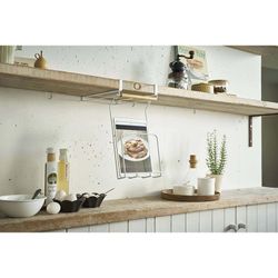 Support pour livre ou tablette en métal et bois blanc et naturel, 20 x 34 x 10,5 cm | Tosca