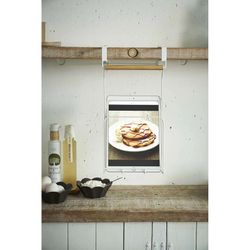 Support pour livre ou tablette en métal et bois blanc et naturel, 20 x 34 x 10,5 cm | Tosca