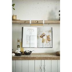 Support pour livre ou tablette en métal et bois blanc et naturel, 20 x 34 x 10,5 cm | Tosca