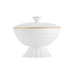 Sucrier en porcelaine blanc et doré, 14 x 14 x 12,5 cm | 200 ans