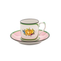 Tasse à café en porcelaine avec soucoupe multicolore, 11,6 x 11,6 x 5,4 cm | Herança