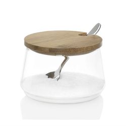 Sugar Bowl / Glass / Bamboo Spoon 250ml, Ø8.5x5.5cm