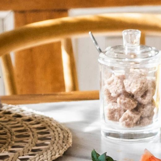 Sucrier / Verre / Cuillère en métal, Ø7x11cm