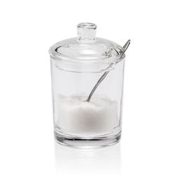 Sucrier / Verre / Cuillère en métal, Ø7x11cm