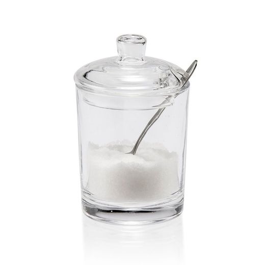 Sucrier / Verre / Cuillère en métal, Ø7x11cm