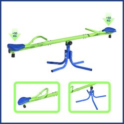 Rocker enfant en métal vert et bleu, 151 x 33 x 56 cm | Haut & amp; bas