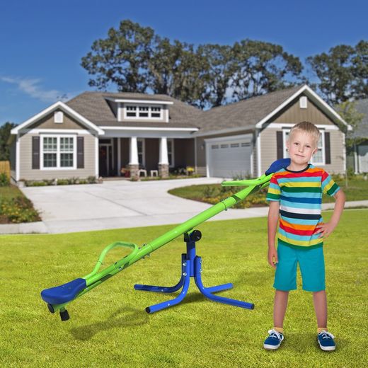 Rocker enfant en métal vert et bleu, 151 x 33 x 56 cm | Haut & amp; bas