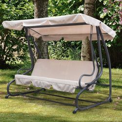 Chillvert Dominique 2-3 Seats Garden Rocker Convertible Bed Anthracite Gray 120x230x164 cm