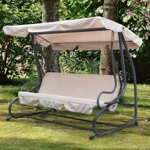 Chillvert Dominique 2-3 Seats Garden Rocker Convertible Bed Anthracite Gray 120x230x164 cm