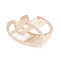 Rocker σε στυλ Montessori από ξύλο φυσικού χρώματος, 80x45x42 cm | κυματιστά