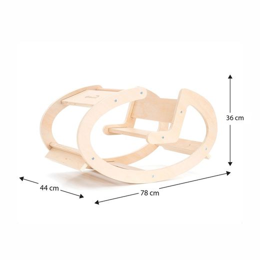 Rocker σε στυλ Montessori από ξύλο φυσικού χρώματος, 80x45x42 cm | κυματιστά