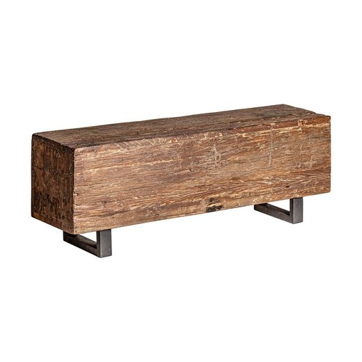 Banco de madera de mango en natural, 120x30x40 cm | Badai