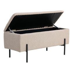 Banc de rangement en tissu bouclé beige, 95 x 36,5 x 43 cm | Watford