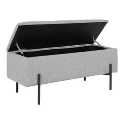 Bank met stoffen opbergruimte in grijs, 95 x 36,5 x 43 cm | WatfordBewerken