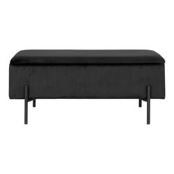 Banc de rangement en velours noir, 95 x 36,5 x 43 cm | Watford