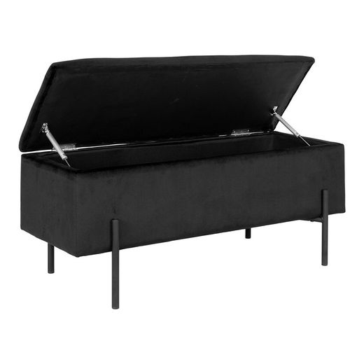 Banc de rangement en velours noir, 95 x 36,5 x 43 cm | Watford