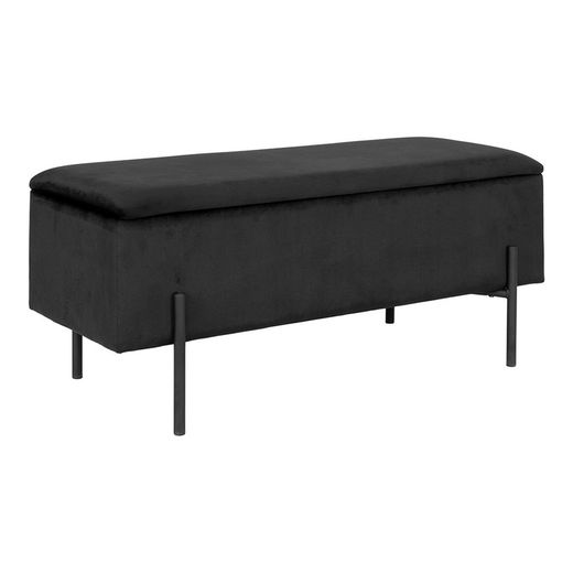 Banc de rangement en velours noir, 95 x 36,5 x 43 cm | Watford