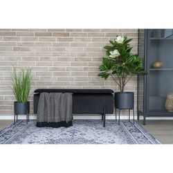 Banc de rangement en velours noir, 95 x 36,5 x 43 cm | Watford