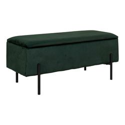 Banc de rangement en velours vert, 95 x 36,5 x 43 cm | Watford