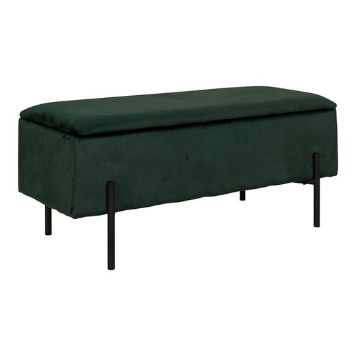 Banc de rangement en velours vert, 95 x 36,5 x 43 cm | Watford