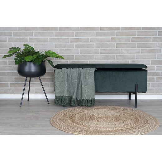 Banc de rangement en velours vert, 95 x 36,5 x 43 cm | Watford