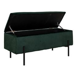 Banc de rangement en velours vert, 95 x 36,5 x 43 cm | Watford