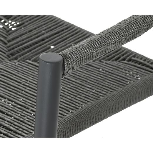 2-seater aluminum and rattan bench in black and dark gray, 131 x 55 x 76 cm | Sea Side